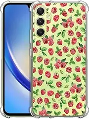 [GlamCase] Clear Case for Samsung Galaxy A34 5G, Galaxy A34 5G Clear Case - Raspberry Watercolor Pattern printed Durable Clear ShockProof Protective Back Phone Case/Cover for Samsung A34 5G