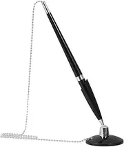 KICHOUSE Desk Pen Chain Signature Pen Plastic Stainless Steel Office Hotel Signature Pen