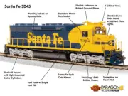 BROADWAY LIMITED 4283 HO EMD SD45 ATSF #5398 Yellow Bonnet Paragon4 Sound/DCC