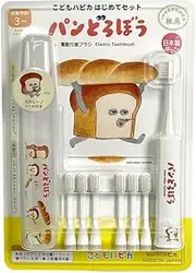 Kodomo Hapika First Character Set, Electric Toothbrush, Main Unit + 6 Replacement Brushes, Loaded Bread