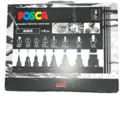 POSCA WATER BASED ALL SIZES 8/SET BLACK