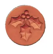 RYCRAFT 2" Round Cookie Stamp with Handle & Recipe Booklet--HOLLY SPRIG