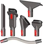 6pcs Vacuum Accessories Compatible with Dyson V7 V8 V11 V10 V12 V15 GEN5 Absolute Detect Outsize Vacuum Replacement Head Attachment Kit, Accessory Set with Extension Hose, Crevice Tool, Brush kit