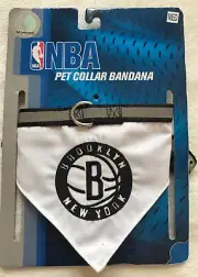 Brooklyn Nets Bandana Dog Collar - MED 12-18" - Reflective - Official NBA - NWT