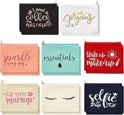 Weewooday 16 Packs Make up Bags Bulk Multicolor Funny Canvas Makeup Bags Travel Cosmetic Inspirational Pouch with Zippers Cotton Toiletry Pouches for Women(Glitter Pattern)