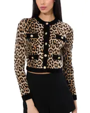 Alice and Olivia Claira Leopard Print Cardigan