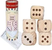GOTHINK Giant Wooden Yard Dice Set, Get The Party Started with 5 Jumbo Dices, Perfect for Outdoor Fun and Games, Includes Scoreboard and Storage Box