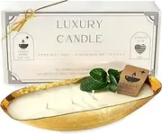 [Dough Bowl Candle Company] Luxury Candle - Scented Luxury Candles for Home, 12x5x2 Inch Vessel for Women and Men, Fancy 4 Wick for All Occasions (Palo Santo and Patchouli, Gold)