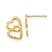 Real 14kt Yellow Gold Madi K Hearts Post Earrings