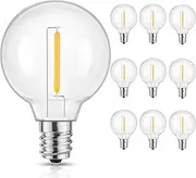 10Pcs 1W G40 Led Replacement Bulbs, E12 Screw Base Shatterproof Globe Bulbs for Outdoor String Lights, Warm White, 2700K(not Suitable for Remote Control Festoon Lights and SolarLights)