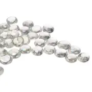Glass Beads,36pcs Flat Glass Gemstone Transparent White 0.44lbs Glass Pebbles