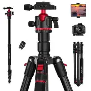 Camera Tripod 74 inch/187cm Aluminum Travel Tripod & Monopod with 360Ball Hea...