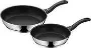 [WMF] 733026299 Set of 2 Coated Cromargan Stainless Steel Frying Pans, Stainless Steel, Silver, Set 24 cm und 28 cm