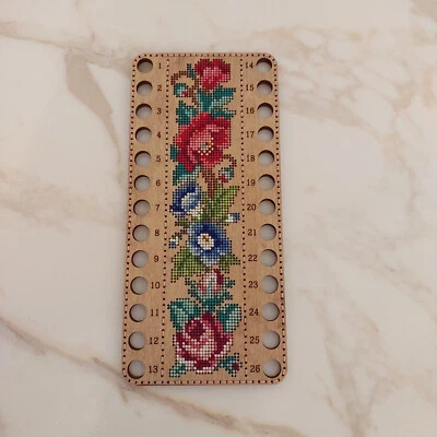 Thread Organizer Cross Stitch Embroidery Floss Handmade Wooden Holder Primitive