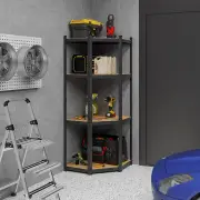Costway4-Tier Corner Shelving Unit Adjustable Garage Storage Utility Rack for Warehouse-Black