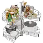 TAUS 28-Inch Kidney Shaped Chrome Pie Cut 2-Shelf Lazy Susan Corner Organizer