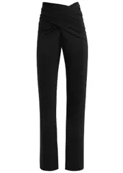 16 Arlington Boxte Wrap-effect Satin-jersey Trousers - Black - 14 (UK14 / L) 14 (UK14 / L)