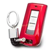 Red Smart Key Fob Cover Case Chain For Mitsubishi Outlander Sport ASX Lancer RVR