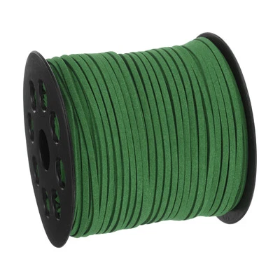 98.43Yard 2.6mm Flat Leather Cord Suede String for DIY Crafts, Dark Green