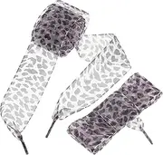 [VERDANVERSE] 2pcs Leopard Patterned Shoelaces Wide Flat Replacement Laces for Casual Shoes Durable Stylish Shoe Accessories Eye Catching Design for Sneakers Boots