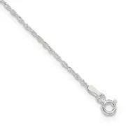 9 Inch Sterling Silver 1.3mm Singapore 9In Plus 1In Ext. Chain Anklet