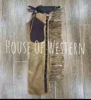 Western Cowboy Chap Fringes Suede Leather Pant Riding Chaps Leather Chap