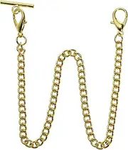 [EMSea] Pocket Watch Albert Vest Chain with T Bar & Lobster Clasps Plating 14 Inch Classic Metal Watch Chain Link & Pocket Watch Stand Single Link Vest Belt