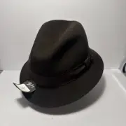 NWT Bailey of Hollywood Fedora Cap Hat Brown Mens Small Tino 100% Teflon Wool