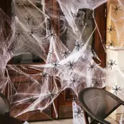 900Sqft SpiderWebs Halloween Decorations with 30 Fake Spiders for Party Decor