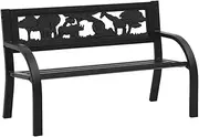 vidaXL Children's Black Steel Garden Bench with Animal-Inspired Backrest - 86 cm Wide and 53 cm Tall - Designed for Comfort and Durability