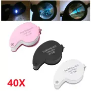 3 Colors 40x Magnifier Loupe With LED Lights Jewelry Watch Eye Glass Loop Pocket