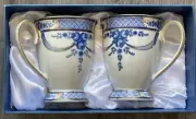 IMPERIAL ST. PETERSBURG PORCELAIN 22K GOLD CUPS LARGE MUGS SET COFFEE TEA NIB