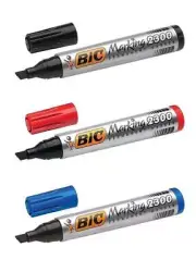 BIC Permanent Marker Pen 2300 (THICK) BLACK CHISEL TIP, Quick-drying Ink