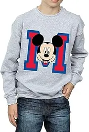 [Disney] Boys Mickey Mouse Face Sweatshirt (UK Size: 7-8 Years) (Sports Grey)