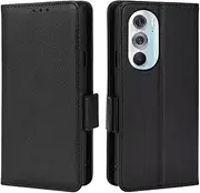 [Topme] Leather Case for Motorola Moto Edge 30 Pro [Simple Phone Case with Lichee Pattern] - Black