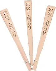 FUNOMOCYA 3Pcs Vintage Wooden Folding Fans Retro Hollow Design Hand Fans for Weddings Events and Decor Prime Lightweight and Portable