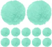 uxcell 12-Pack Faux Fur Pom Poms, 1.2 Inch/ 2.4 cm Soft Fluffy Pompoms Balls Faux Rabbit Fur with Elastic Loop for Hats/Bags/Keychains/Knitting Accessories/DIY Crafts [Mint Green]