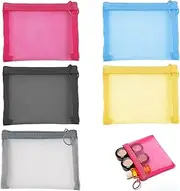[Qixiang CB] 4" x 5" Mini Zipper Mesh Bags,Small Makeup Bag Pouch for Purse,Mesh Zipper Cosmetic Bags,Beauty Makeup Lipstick Cosmetic Accessories Organizer Travel Kit Storage Pouch 5PCS, Pink, Morden
