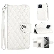 For iPhone 11 Rhombic Texture Flip Leather Phone Case with Lanyard