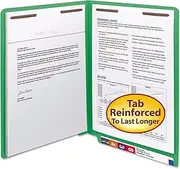 Smead 25140 Two-Inch Capacity Fastener Folders Straight Tab Letter Green 50/Box