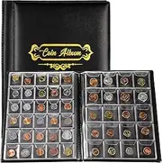 250 Pockets Coin Collectors Album, Display Book for Travel Storage With 10 Collecting Pages (Black)