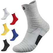 1 Pair Men's Women's Running Socks Sports Socks Breathable Anti Blister Sweat-Wicking cushioned Outdoor quarter crew Patchwork Wool Black White Yellow for Ski