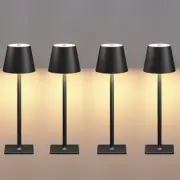 4 Pack Cordless Table Lamps, Portable Rechargeable Black Cordless Lamps-4Pack