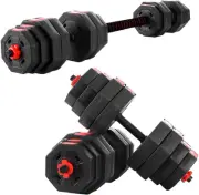 Everfit Dumbbell Barbell Set, 40Kg Adjustable Dumbbells Weight Plates Hand We...