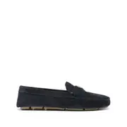[Prada] Prada Enamel-triangle-logo Suede Loafers 9 US BLUE