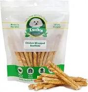 Lucky Premium Treats Rawhide Chews with Real Chicken, Natural Gluten Free Dog Treats for Small Dogs, Made in The USA Only, Perfect Dog Training Treats