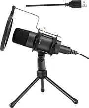OSALADI High-Performance Condenser Microphone Kit Desktop Mic for Recording Black