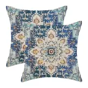 Boho Pillow Covers 16x16 Inch Set of 16" x 16" (Pack of 2) Blue Yellow Boho