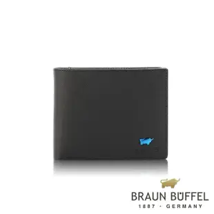 【BRAUN BUFFEL 德國小金牛】台灣總代理 艾康 4卡零錢袋皮夾-黑色(BF366-315-BK)