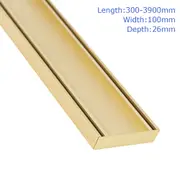 300mm-3900mm Gold Bath Shower Grate Drain Tile-insert Floor Waste Outdoor Indoor